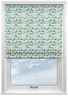 Cloudy Peaks, Mint - Motorised Roman Blind